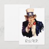 Uncle Sam RSVP Card Karte (Vorne/Hinten)