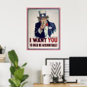 Uncle Sam sagt 'Hold Me Accountable' Poster (Heimbüro)