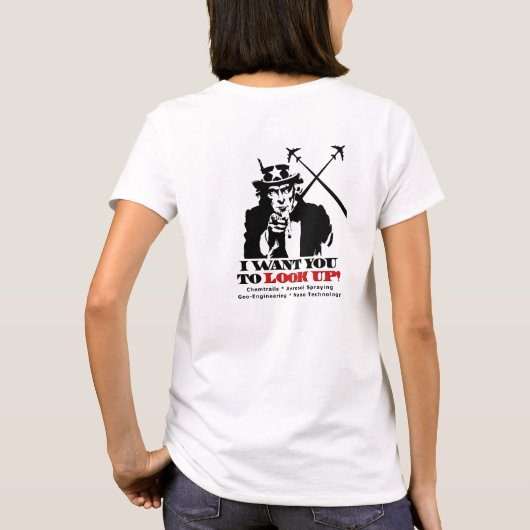 Uncle Sam sagt Stopp Chemtrails T-Shirt (Rückseite)