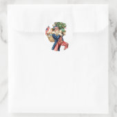 Uncle Sam Santa Claus Christmas Runder Aufkleber (Tasche)