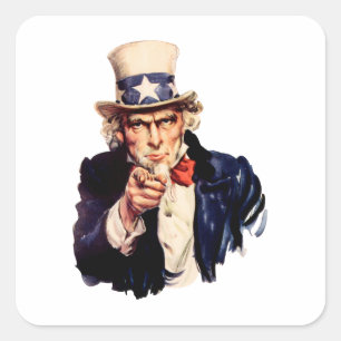 Uncle Sam Seinen Finger zeigend Quadratischer Aufkleber
