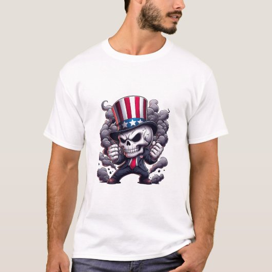 Uncle Sam Skull T-Shirt – Patriotic Skull Graphic (Vorderseite)