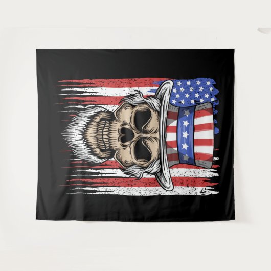 Uncle Sam Skull Wandteppich (Vorderseite (Horizontal))