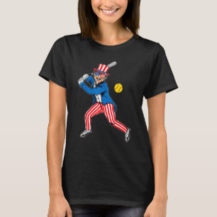 Uncle Sam Softball American Flag Indepedededence D T-Shirt