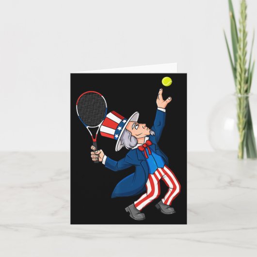 Uncle Sam Tennis 4. Juli Patriotic Boys Girls Karte (Vorderseite)