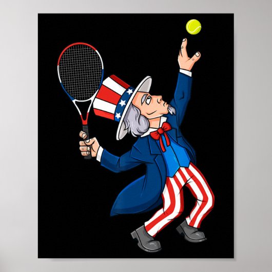 Uncle Sam Tennis 4. Juli Patriotic Boys Girls Poster (Vorne)