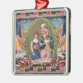 Uncle Sam Und Dame Liberty Silbernes Ornament (Links)