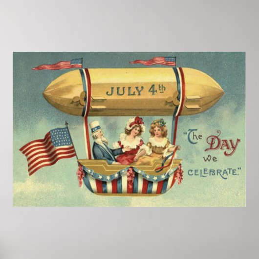 Uncle Sam US Flag Zeppelin Air Balloon Poster (Vorne)