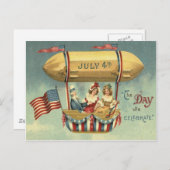 Uncle Sam US Flag Zeppelin Air Balloon Postkarte (Vorne/Hinten)