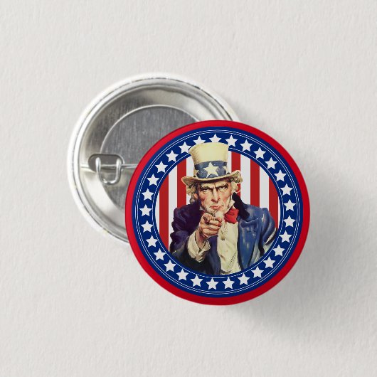 Uncle Sam US Flagge Button (Vorne & Hinten)