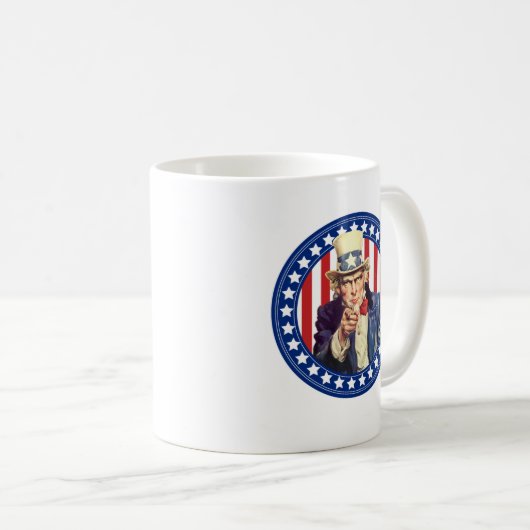 Uncle Sam US Flagge Kaffeetasse (VorderseiteRechts)