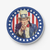 Uncle Sam US Flagge Pappteller (Vorderseite)