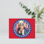 Uncle Sam US Flagge Postkarte (Stehend Vorderseite)