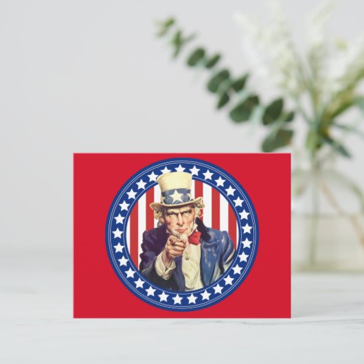Uncle Sam US Flagge Postkarte (Stehend Vorderseite)