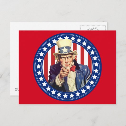 Uncle Sam US Flagge Postkarte (Vorne/Hinten)