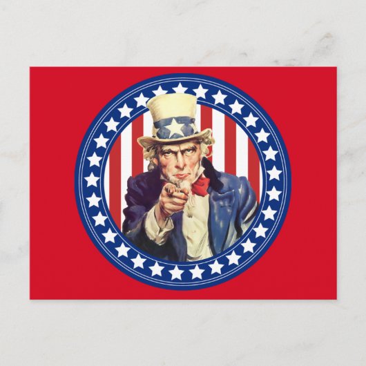 Uncle Sam US Flagge Postkarte (Vorderseite)