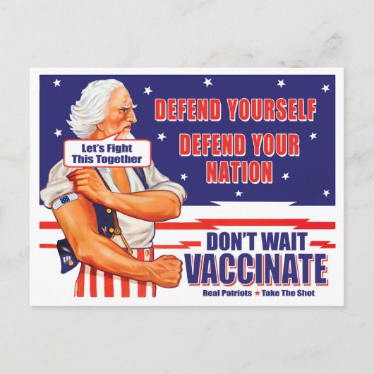 Uncle Sam Vaccinate Let's fight this Together Post Postkarte (Vorderseite)