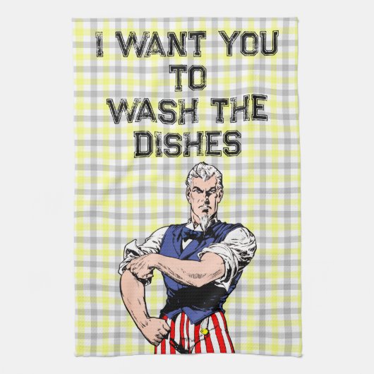 Uncle Sam Wants Your Dishes Towel Geschirrtuch (Vertikal)