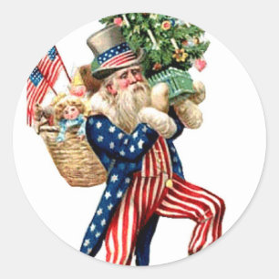 Uncle Sam Weihnachtsmann Weihnachten Runder Aufkleber