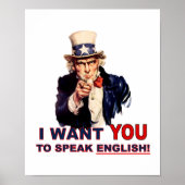 Uncle Sam WILL, dass du Englisch sprichst Poster (Vorne)
