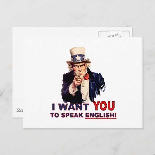 Uncle Sam WILL, dass du Englisch sprichst Postkarte (Vorne/Hinten)
