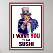 Uncle Sam Will dich zu essen Sushi Poster (Vorne)