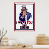 Uncle Sam Will dich zu essen Sushi Poster (Küche)