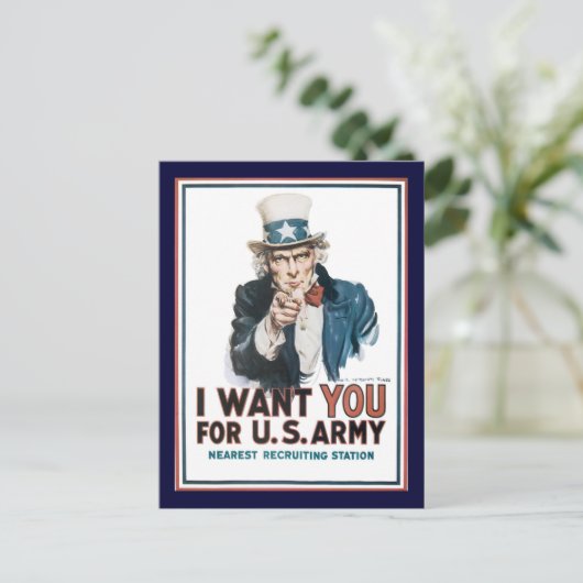 Uncle Sam Will dir den 2. Weltkrieg Postkarte (Stehend Vorderseite)