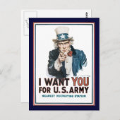 Uncle Sam Will dir den 2. Weltkrieg Postkarte (Vorne/Hinten)