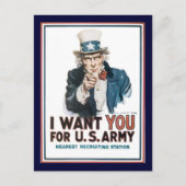 Uncle Sam Will dir den 2. Weltkrieg Postkarte (Vorderseite)