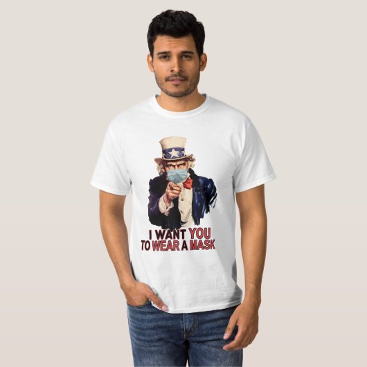 Uncle Sam Will dir ein Gesichtsmaske Amerika zu tr T-Shirt (Vorne ganz)