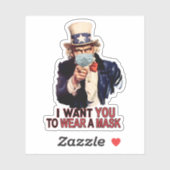 Uncle Sam Will dir, eine Gesichtsmaske USA zu trag Aufkleber (Blatt)