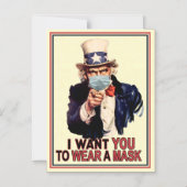 Uncle Sam Will dir, eine Gesichtsmaske USA zu trag Magneteinladung (Vorderseite)