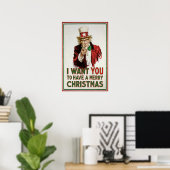 Uncle Sam will Dir frohe Weihnachten Poster (Heimbüro)