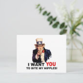 Uncle Sam WILL DIR, MEINE NIPPLES ZU BITTEN Postkarte (Stehend Vorderseite)