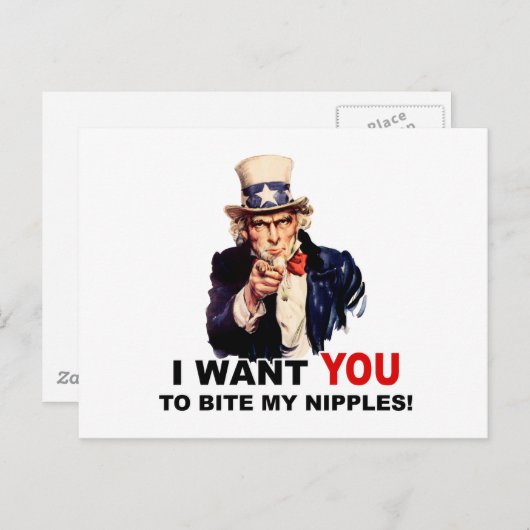 Uncle Sam WILL DIR, MEINE NIPPLES ZU BITTEN Postkarte (Vorne/Hinten)