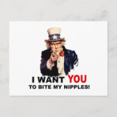 Uncle Sam WILL DIR, MEINE NIPPLES ZU BITTEN Postkarte (Vorderseite)