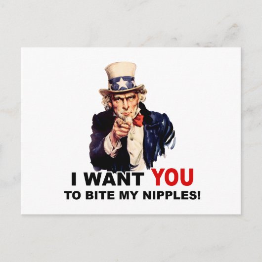 Uncle Sam WILL DIR, MEINE NIPPLES ZU BITTEN Postkarte (Vorderseite)