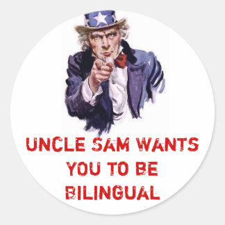 Uncle Sam Will dir zweisprachig zu sein Runder Aufkleber