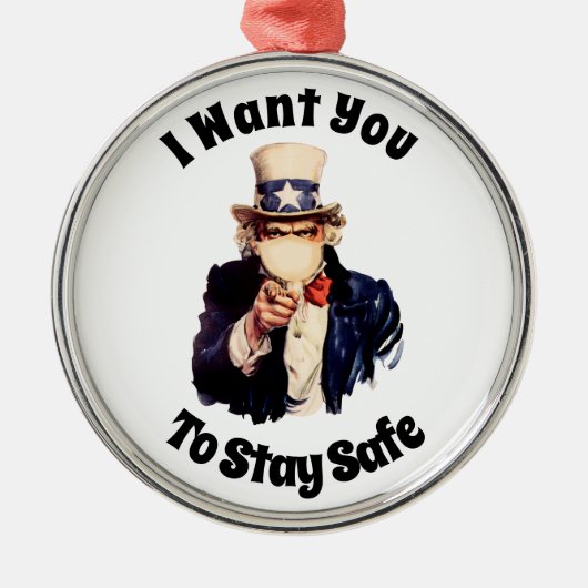 Uncle Sam Will Ihnen, Safe Bleibe Ornament Aus Metall (Vorne)