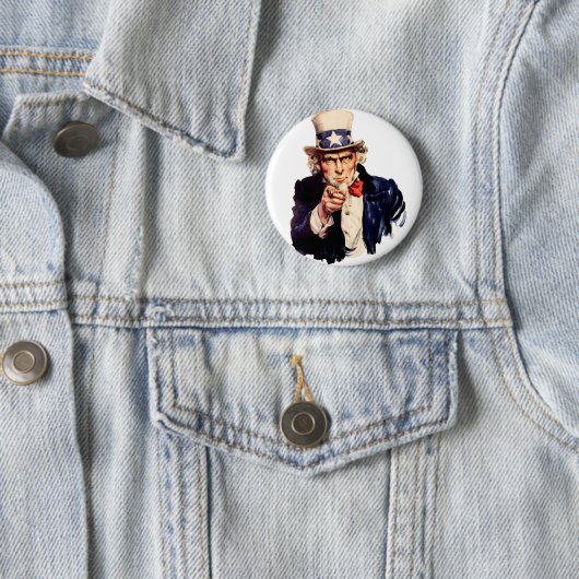 Uncle Sam Will Sie! Button (Beispiel)