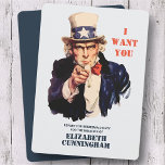 Uncle Sam Will Sie für Bridesmaid Einladung<br><div class="desc">Nennen Sie Ihre Hochburgen mit diesem militärischen Stil Aufforderung zum Aktionsbericht für die Brautjungarbeit einladen. Lass Onkel,  mach den Ruf nach dir. Dieses Design besteht aus Aquarell Uncle Sam. Abrufbar unter: http://www.zazzle.com/store/whitepaperbirch</div>