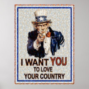 Uncle Sam Will Sie Mosiac (gemacht von 3000 Fotos) Poster