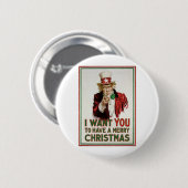 Uncle Sam Will SIE, um frohen Weihnachten zu haben Button (Vorne & Hinten)