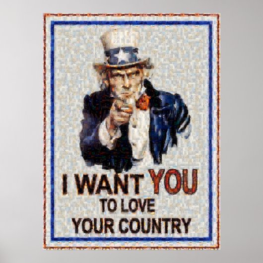 Uncle Sam Will You Mosiac (Made from 3000 Fotos) Poster (Vorne)