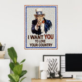 Uncle Sam Will You Mosiac (Made from 3000 Fotos) Poster (Heimbüro)