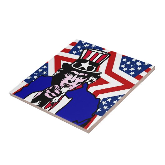 Uncle Sam with Stars & Stripes Hintergrund Fliese (Seite)