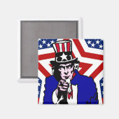 Uncle Sam with Stars & Stripes Hintergrund Magnet (Vorderseite/Rückseite)