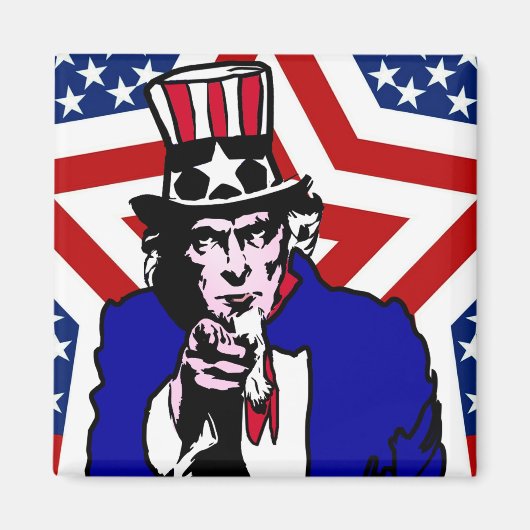Uncle Sam with Stars & Stripes Hintergrund Magnet (Vorne)