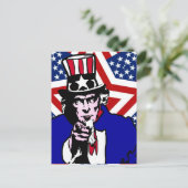 Uncle Sam with Stars & Stripes Hintergrund Postkarte (Stehend Vorderseite)